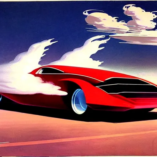 Prompt: concept art for a car that releases clouds of poisonous gas, painted by syd mead, high quality