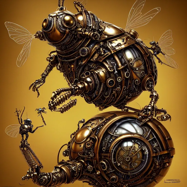 Image similar to steampunk cybernetic biomechanical ladybug with wings, 3 d model, very coherent symmetrical artwork, unreal engine realistic render, 8 k, micro detail, intricate, elegant, highly detailed, centered, digital painting, artstation, smooth, sharp focus, illustration, artgerm, tomasz alen kopera, wlop