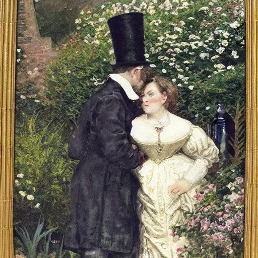 Prompt: ed cooke as a 1 8 7 0 s duke in a castle garden, romantic painting, detailed