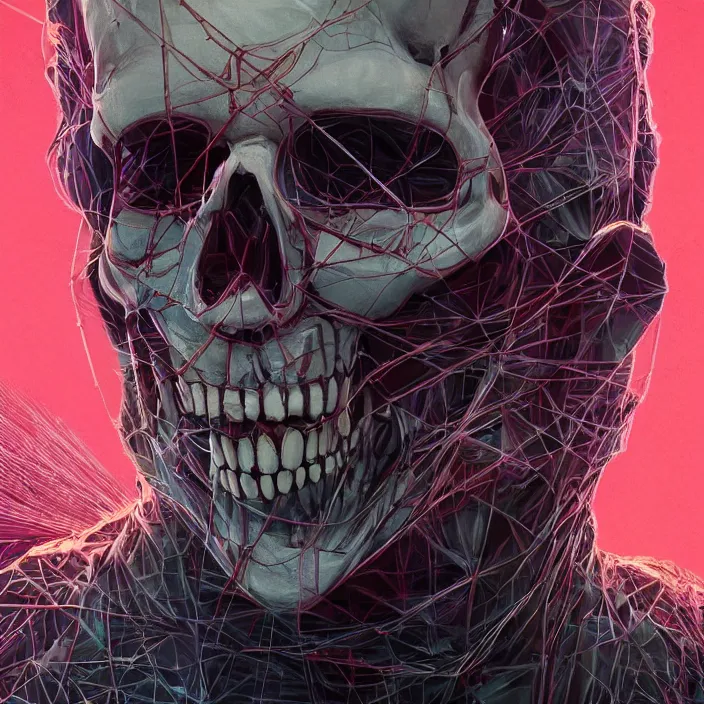 Image similar to portrait of Ryan Reynolds as a skeleton. intricate abstract. intricate artwork. nightmare fuel. by Tooth Wu, wlop, beeple, dan mumford. octane render, trending on artstation, greg rutkowski very coherent symmetrical artwork. cinematic, hyper realism, high detail, octane render, 8k, iridescent accents