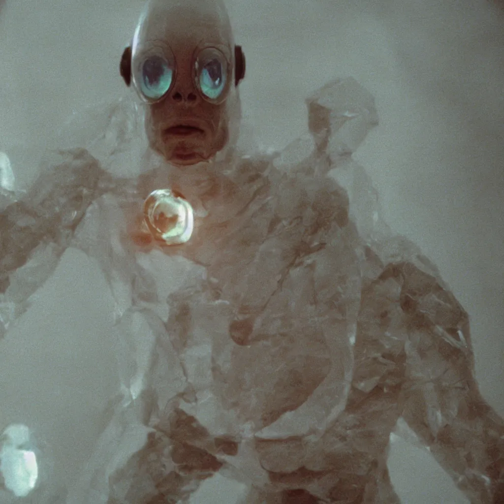 Prompt: dramatic opaline alien faceted crystal levitating, cinematic, movie still, 35mm film, epic beautiful lighting, Wes Anderson, John Carpenter, Steven Spielberg