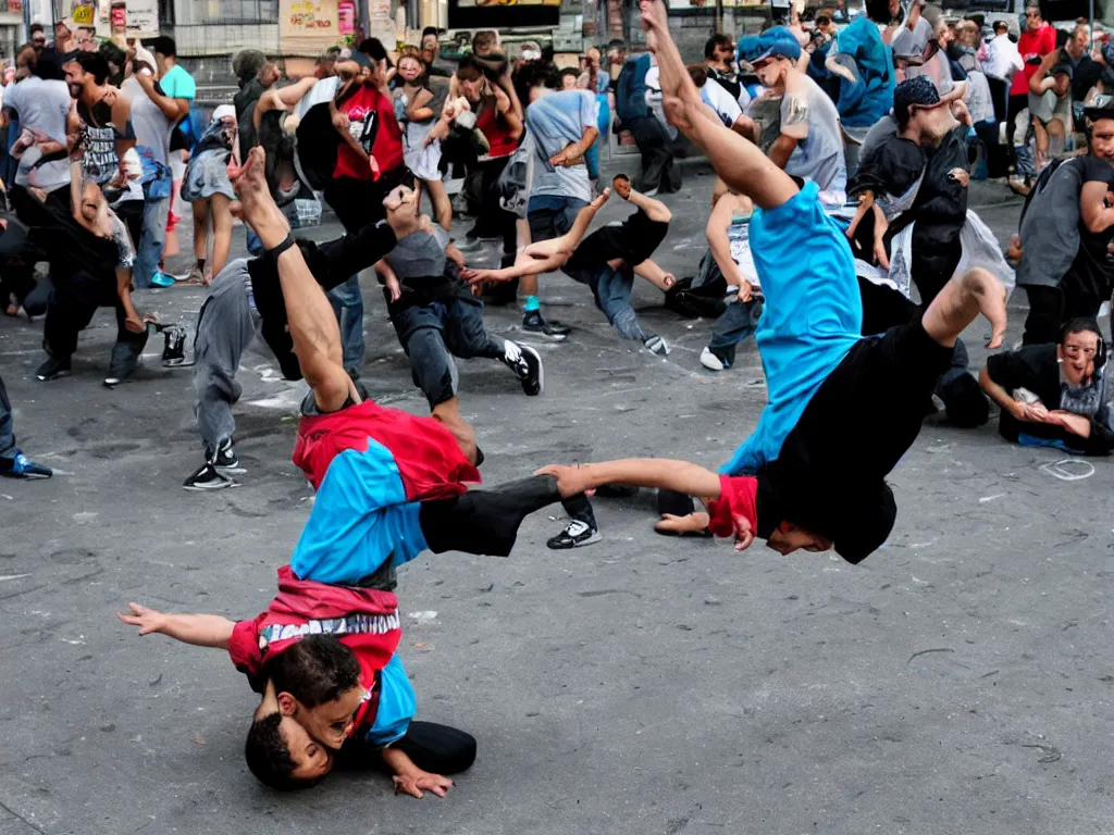 Prompt: breakdancing, breakdancer, street, photo
