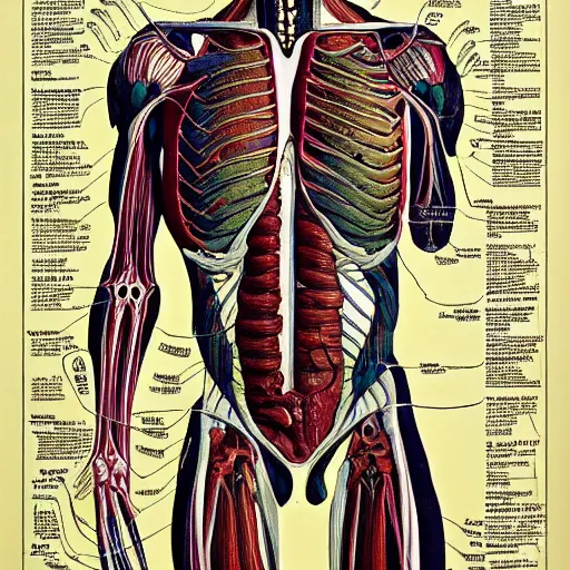 Image similar to an alien species, anatomical diagram, labeled body parts, from All Tommorrows, by C.M. Kösemen