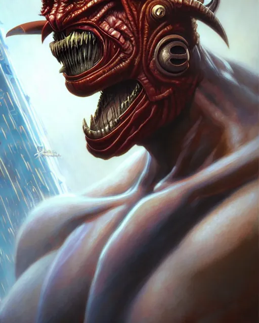 Prompt: goro from mortal kombat fantasy character portrait, ultra realistic, wide angle, intricate details, blade runner artifacts, highly detailed by peter mohrbacher, boris vallejo, hajime sorayama aaron horkey, gaston bussiere, craig mullins