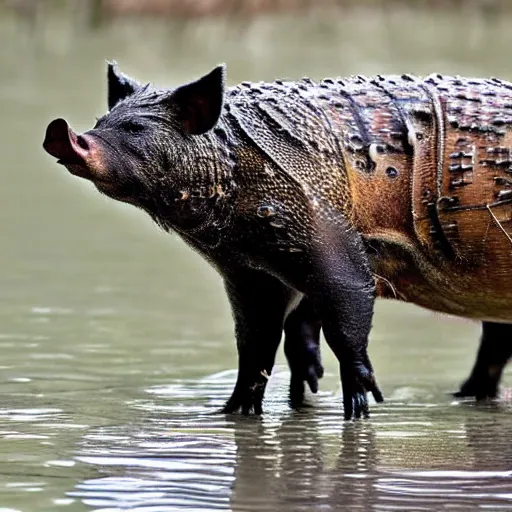 Image similar to photo of a hybrid between a boar and an alligator