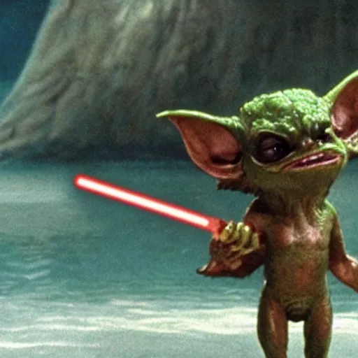 Prompt: a film still of gremlin coming out of water in star wars realistic, detailed