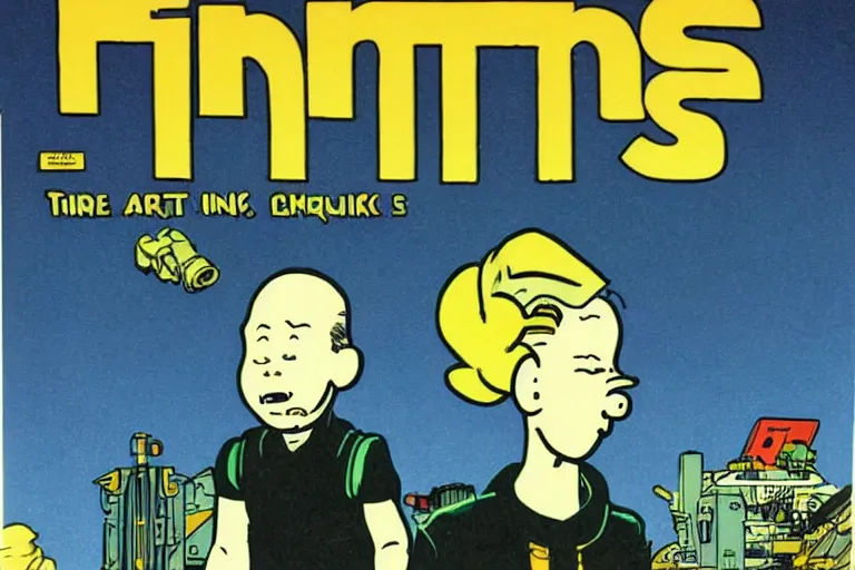 Prompt: portrait of TinTin! sci-fi, cyberpunk, art by Hergé!!