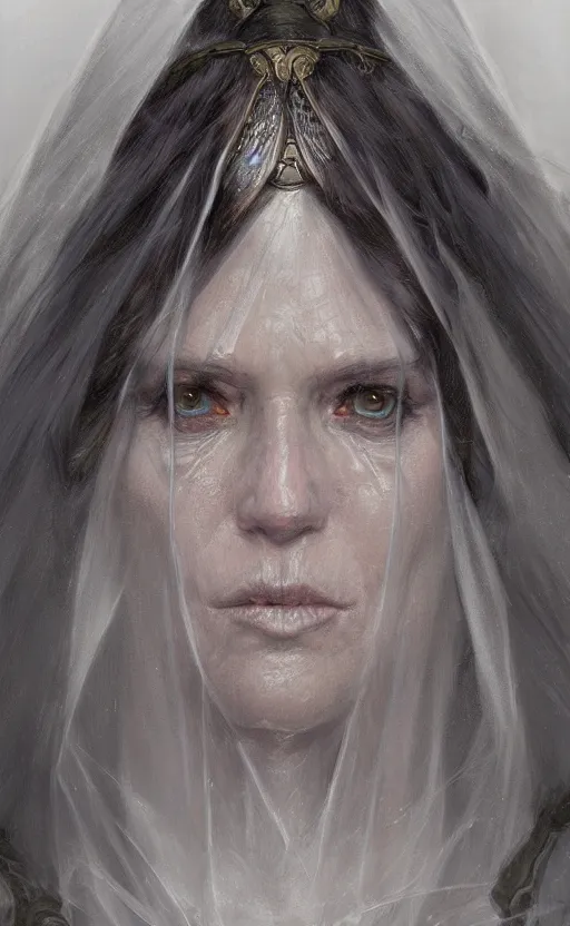 Image similar to ghost lady as a realistic fantasy d & d character, closeup portrait art by donato giancola and greg rutkowski, realistic face, digital art, trending on artstation, symmetry!!