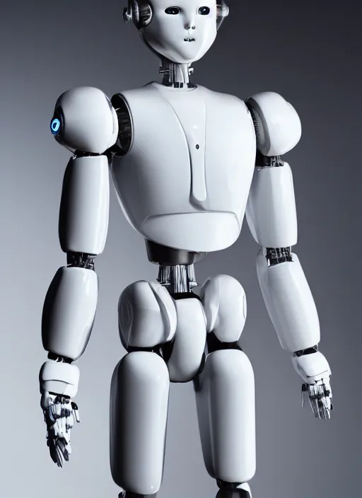 Image similar to 'futuristic white ceramic humanoid robot male with a handsome face and muscular body'