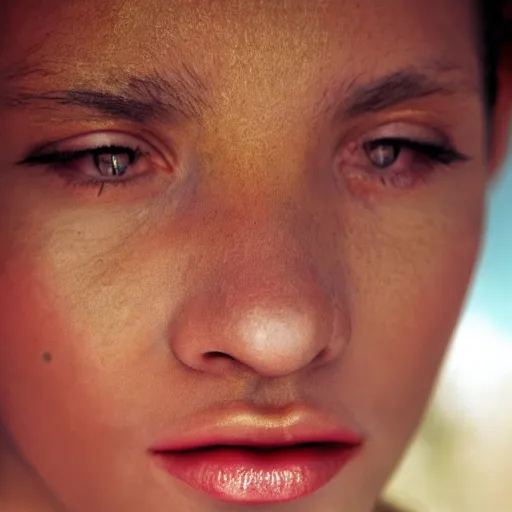 Image similar to closeup photo of a beautiful woman face, 8 0 mm lens, by martin schoeller, hyper realistic, fujifilm velvia 1 0 0