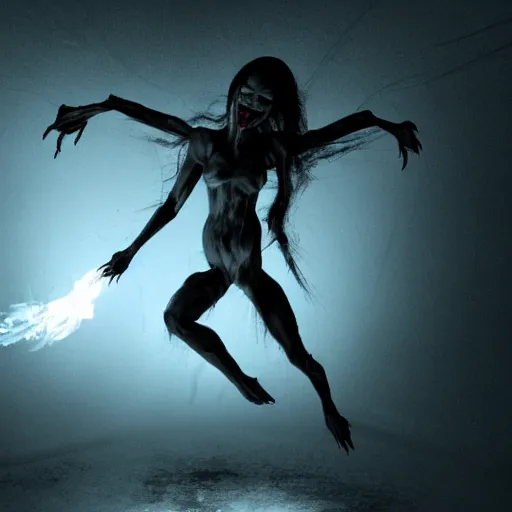 Image similar to a highly detailed realistic photographic render of a manananggal in a dark room being lit by flash light, aswang in a dark room, dark room, dark room night vision, binoculars, night vision, outlast, outlast game, outlast 2, creepy, horror, horror scene, cinematic horror, creepy horror, scary scene, cinematic lighting, cinematic scene, Volumetric lighting, Atmospheric scene, Dark, Horror, Atmospheric lighting, Global illumination, realistic, photo realism, hyper realistic, hyper realism, photo realisitc, cinematic render, film, beautifully lit, ray traced, octane 3D render, octane render, unreal engine