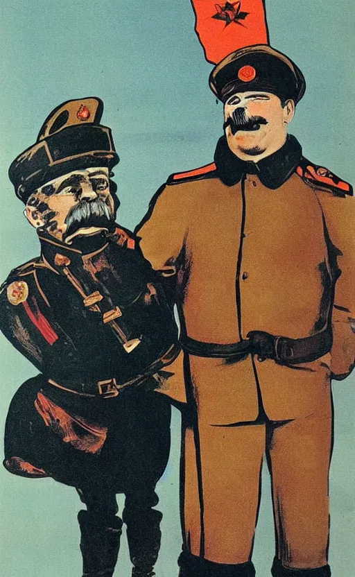 Image similar to a soviet war propaganda poster depicting a walrus soldier, a walrus dressed up as a soviet soldier, soviet propaganda art