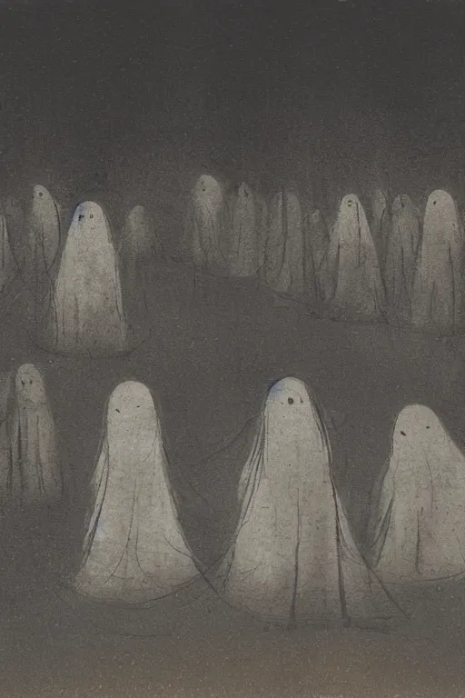 Image similar to a hundred ghosts nocturnal walk