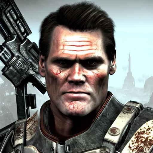 Image similar to Jim Carrey in Gears of War, HD