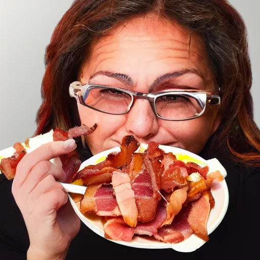 Prompt: lou perez eating bacon, realistic, high quality photo