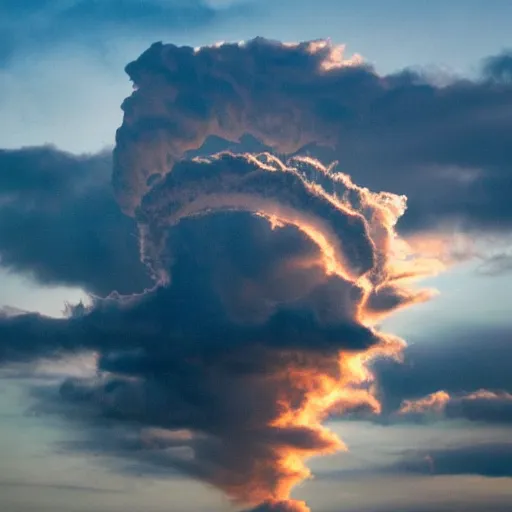 Image similar to a mesmerizing cloud looking like a dragon