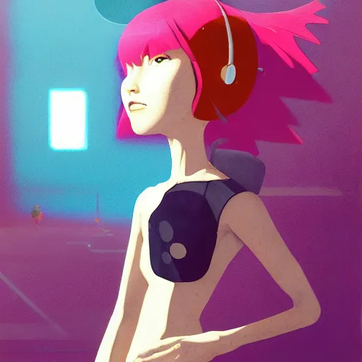 Prompt: Glitchpunk girl, by Goro Fujita