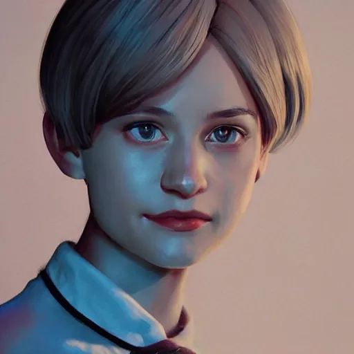 Image similar to a highly detailed epic cinematic concept art CG render digital painting artwork: Rei Ayanami as a 1950s boy played by Alicia Vikander. By Greg Rutkowski, Ilya Kuvshinov, WLOP, Stanley Artgerm Lau, Ruan Jia and Fenghua Zhong, trending on ArtStation, subtle muted cinematic colors, made in Maya, Blender and Photoshop, octane render, excellent composition, cinematic atmosphere, dynamic dramatic cinematic lighting, precise correct anatomy, aesthetic, very inspirational, arthouse