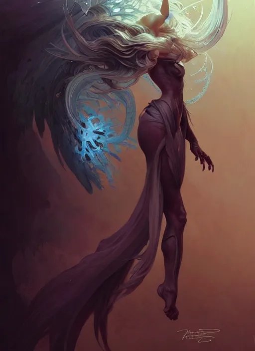 Image similar to a cute shadow elemental, with fingers, fantasy, intricate, elegant, highly detailed, digital painting, artstation, concept art, wallpaper, smooth, sharp focus, illustration, art by artgerm and greg rutkowski and alphonse mucha