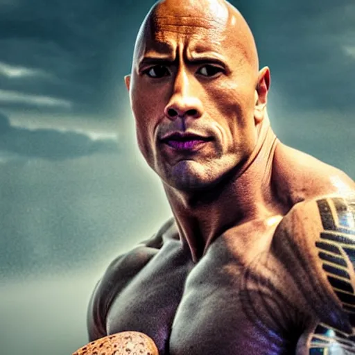 Image similar to dwayne the rock johnson with a egg for a head, dazzling lights, dramatic lighting, photorealistic, cinematic scene, super detailed, hyper realistic, bright lights