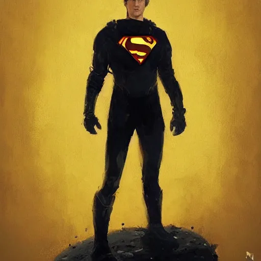 Prompt: portrait of a superhero by greg rutkowski, he looks like miles teller, he is wearing a black, orange and yellow kevlar gear, highly detailed portrait, digital painting, artstation, concept art, smooth, sharp foccus ilustration, artstation hq