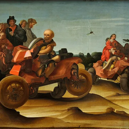 Prompt: all terrain vehicle race, renaissance composition