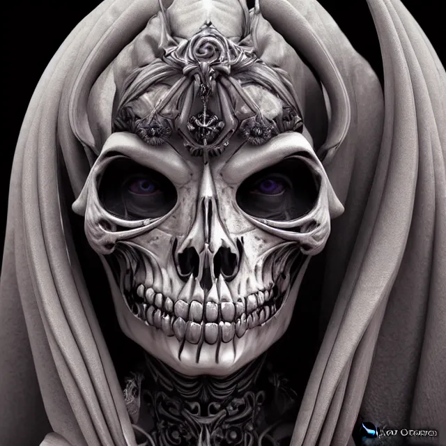 Prompt: perfectly centered close up portrait of goddess of death, perfect human female specimen, candid photography, by anne stokes and todd mcfarlane, updo, highly detailed, unreal engine 5