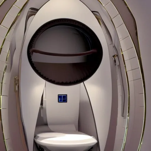 Prompt: time machine that looks like a fancy toilet in cool science fiction Netflix show