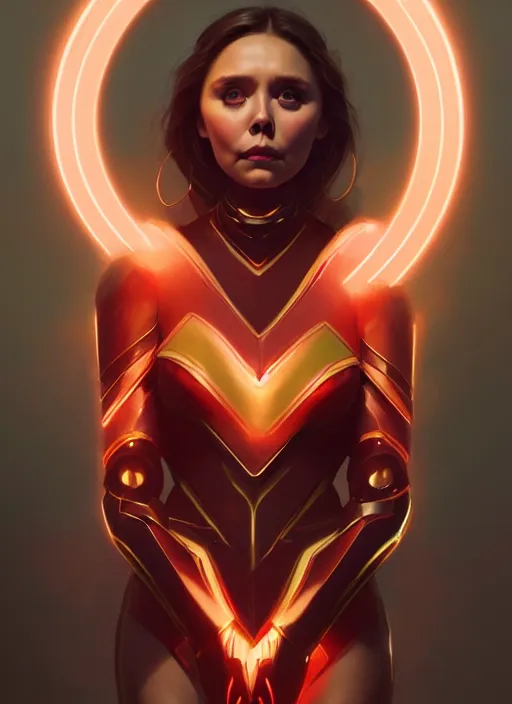 Image similar to portrait of modern darna, elizabeth olsen, intricate, elegant, glowing lights, highly detailed, digital painting, artstation, glamor pose, concept art, smooth, sharp focus, illustration, art by wlop, mars ravelo and greg rutkowski