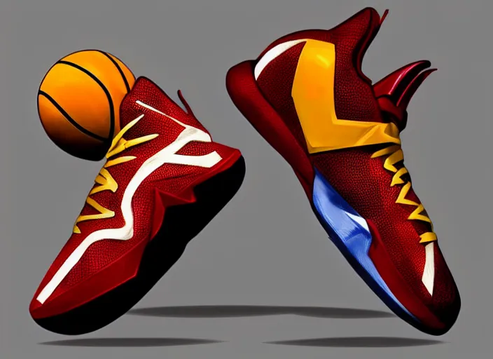 Prompt: basketball sneakers concept of beta ray bill, trending on artstation, smooth, sharp focus