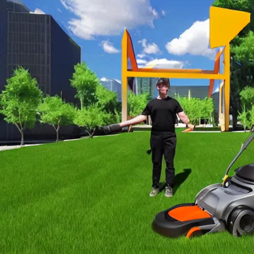 Prompt: the lawnmower man taking over the metaverse, jobe smith, movie