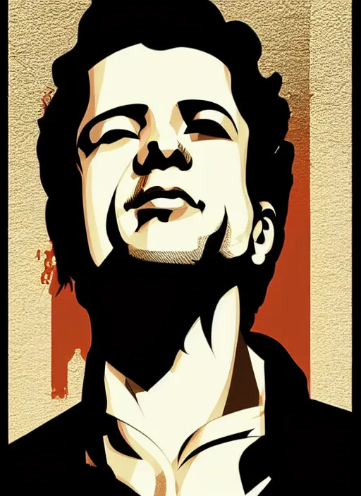 Image similar to silhouette of spanish singer alejandro sanza, vector art style, full shot, intricate, elegant, highly detailed, digital art, ffffound, art by jc leyendecker and sachin teng