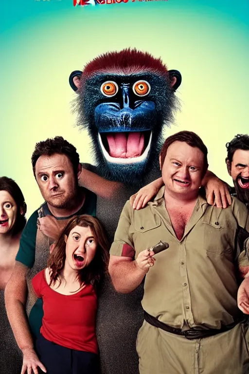 Image similar to poster for an australian netflix drongo sitcom called drongo, funny monkey, tv show drongo poster