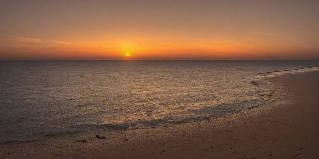 Image similar to the night sun illuminates the shores of the sea desert