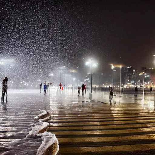 Prompt: snowing on Rio de Janeiro