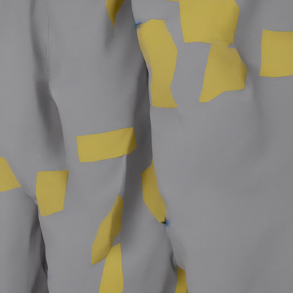 Image similar to 3 dimensional solid large fragments of solid oil pant, colours cream naples yellow and blue - grey