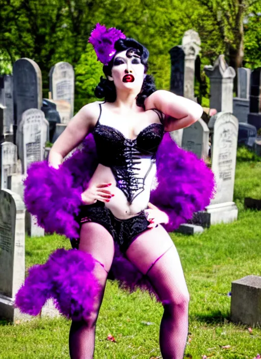 Prompt: burlesque performance in a graveyard