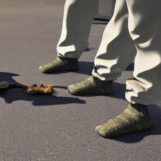 Image similar to hazmat team removes crusty stained stiff sock using tongs taking photos, photorealistic, unreal engine