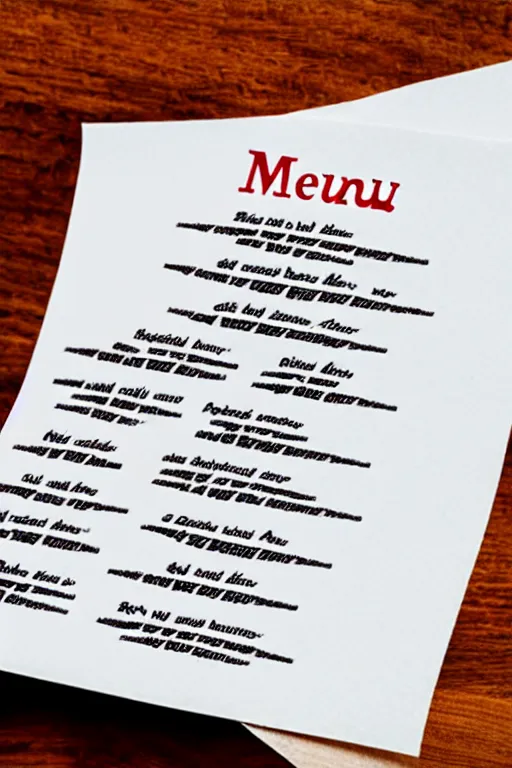 Image similar to a piece of paper with a menu written on it