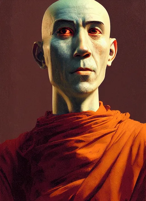 Prompt: portrait of an ancient automaton monk, a talking head automaton, strange invention, specular reflection, occlusion shadow, intricate, bokeh, masterpiece, by ilya kuvshinov and jeremy lipking and quentin mabille