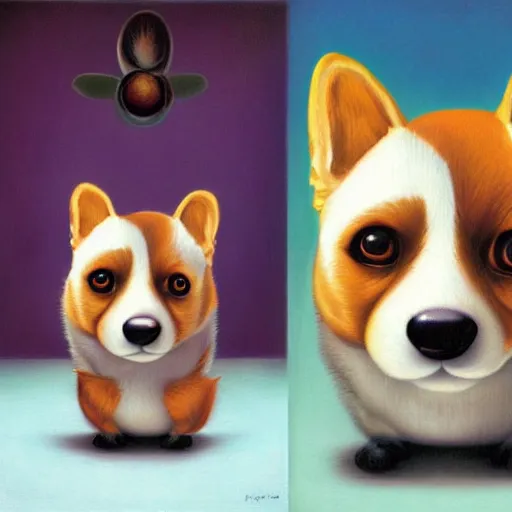 Image similar to A portrait of a corgi by Mark Ryden