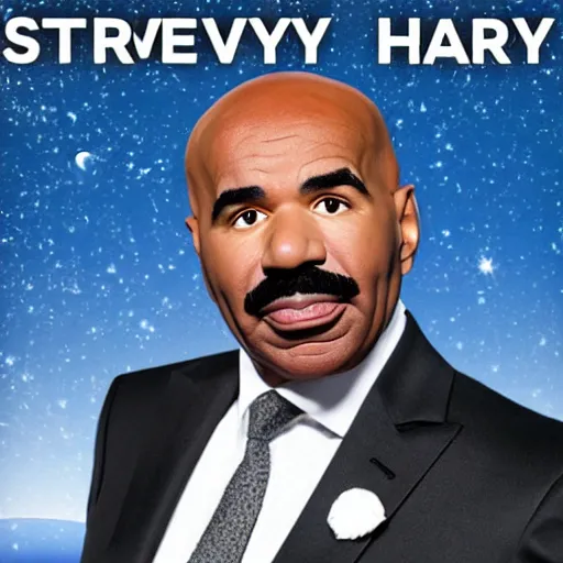 Prompt: Steve Harvey flying to the moon