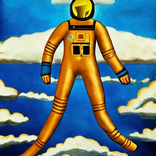 Image similar to surreal art astronaut standing on all fours and horsey stand on him