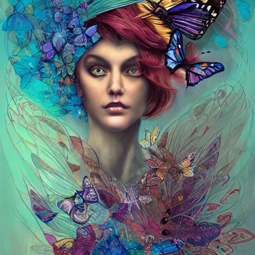 Prompt: butterfly woman by android jones