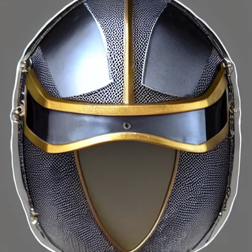 Prompt: knight helmet, detailed, style of hydro74