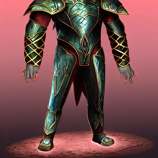 Prompt: animated armor that looks like karn the great creator, full body portrait, style of magic the gathering, dungeons and dragons, fantasy, intimidating