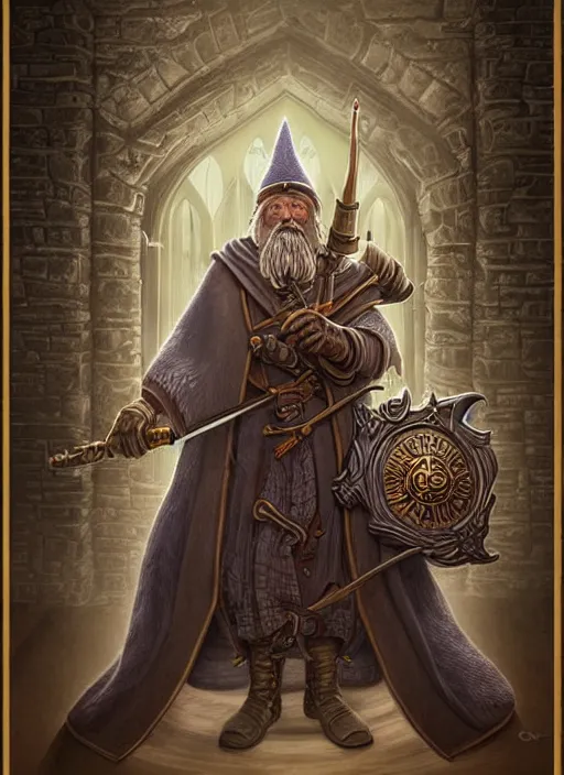 Image similar to highly detailed, hyper realistic wizard with a dungeon background by studio muti