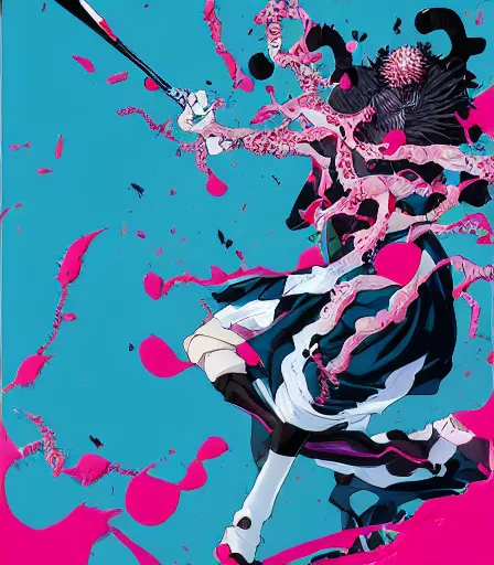 Prompt: Kimetsu no Yaiba by Alex Pardee and Nekro and Petros Afshar ,unstirred paint, vivid color, cgsociety 4K