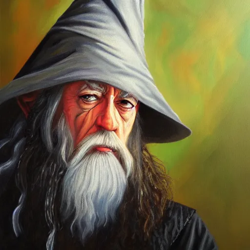 Image similar to cyber gandalf, oil painting