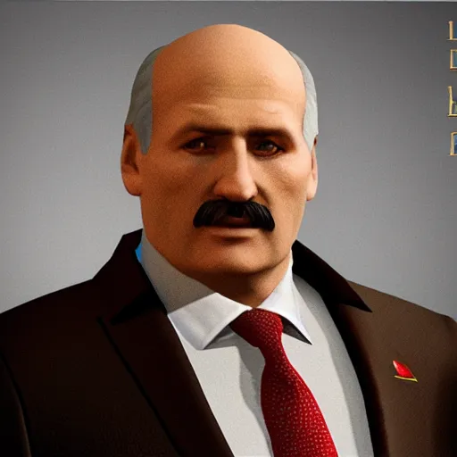 Image similar to Alexander Lukashenko wearing a suit and tie in Balmora in Elder Scrolls III: Morrowind, outdated 2002 Morrowind graphics, low definition, lowpoly